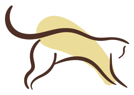 Yellow cat stretching, illustration, vector on a white background.のイラスト素材