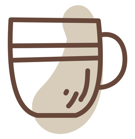 Brown coffee mug with lines, illustration, vector on a white background.のイラスト素材