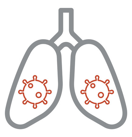 Covid in the lungs, illustration, vector on a white background.のイラスト素材