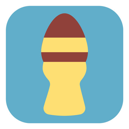 Red egg in yellow egg holder, illustration, vector on a white background.のイラスト素材