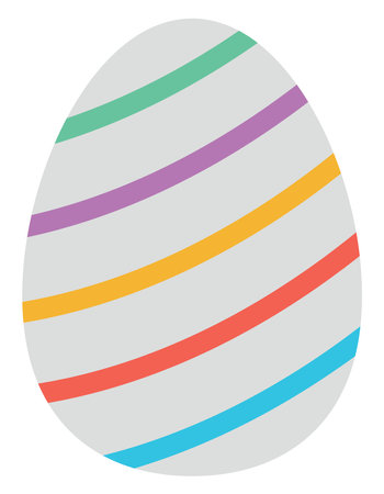 White egg with colorful stripes, illustration, vector on a white background.のイラスト素材