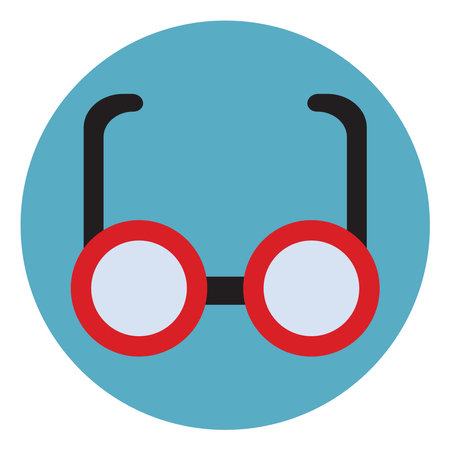 Red study glasses, illustration, vector on a white background.のイラスト素材