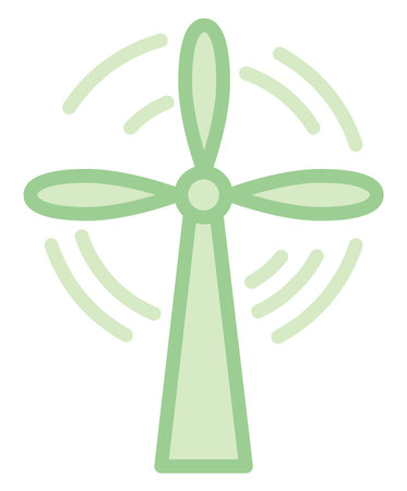 Green wind mill, illustration, vector on a white background.のイラスト素材