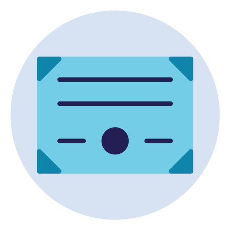 Blue certificate, illustration, vector on a white background.のイラスト素材
