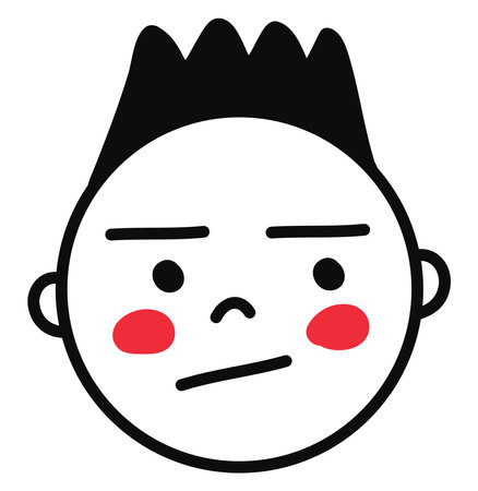 Boy with red cheeks and mohawk, illustration, vector on a white background.のイラスト素材
