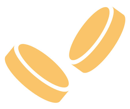 Golden coins, illustration, vector on a white background.のイラスト素材