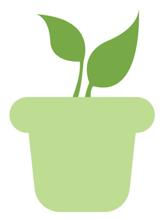 Plant in green pot, illustration, vector on a white background.のイラスト素材