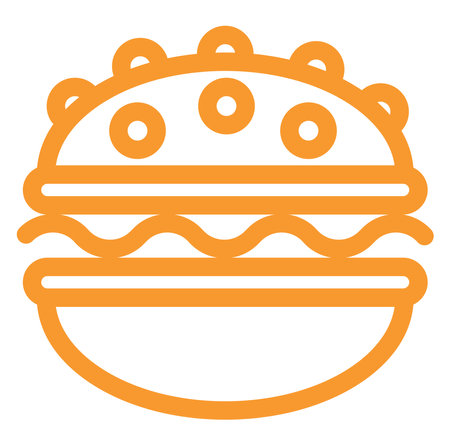 Burger with sesame seed, illustration, vector on a white background.のイラスト素材