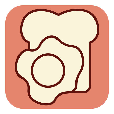 Omlet with toast bread, illustration, vector on a white background.のイラスト素材