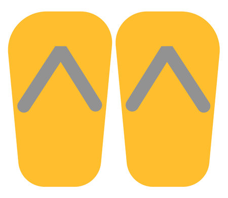 Yellow flip flops, illustration, vector on a white background.のイラスト素材