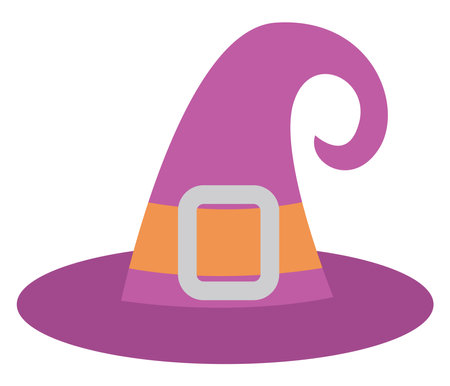 Pink witch hat, illustration, vector on a white background.のイラスト素材