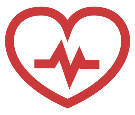 Red heart beat, illustration, vector on a white background.のイラスト素材