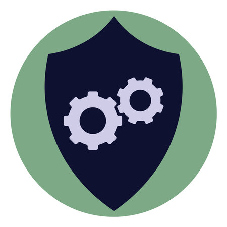 Settings in shield, illustration, vector on a white background.のイラスト素材