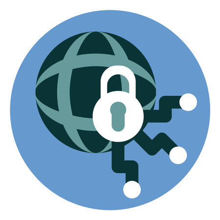 Globe with lock on it, illustration, vector on a white background.のイラスト素材