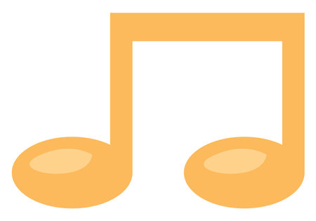 Yellow music note, illustration, vector on a white background.のイラスト素材