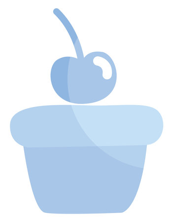 Cherry cupcake, illustration, vector on a white background.のイラスト素材