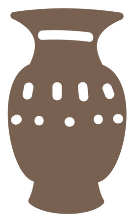 Brown home flower vase, illustration, vector on a white background.のイラスト素材