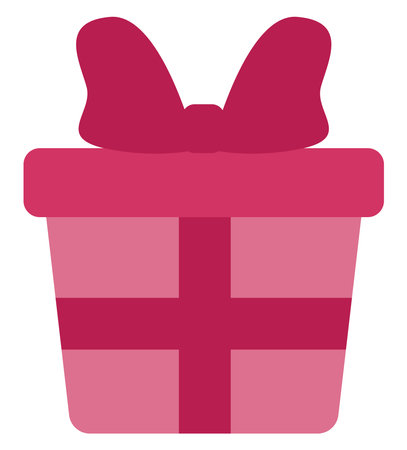 Pink present box, illustration, vector on a white background.のイラスト素材