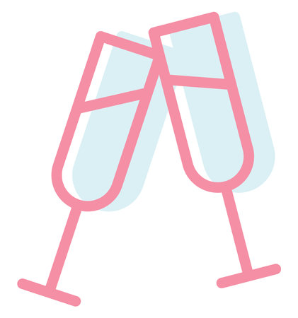 Champagne glasses, illustration, vector on a white background.のイラスト素材