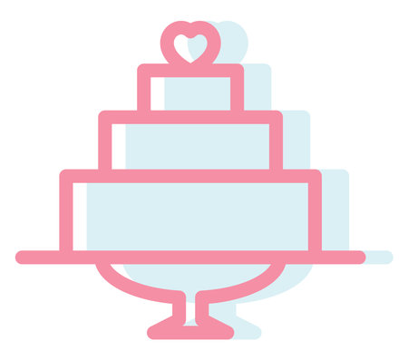 Wedding cake on three stories, illustration, vector on a white background.のイラスト素材