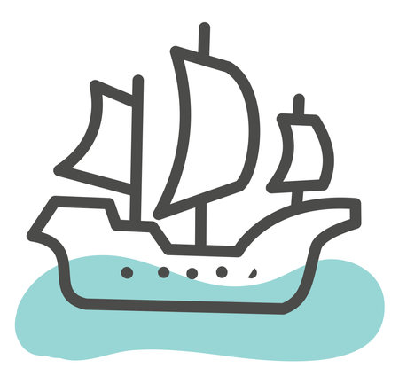 Old sail boat, illustration, vector, on a white background.のイラスト素材