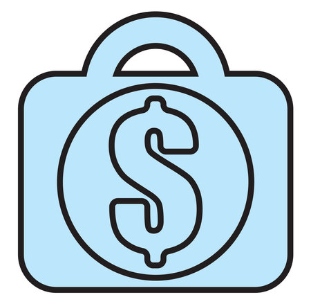 Bag with dollar sign, illustration, vector, on a white background.のイラスト素材