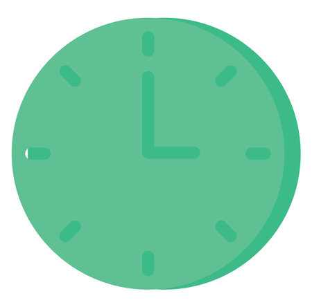 Green clock, illustration, vector, on a white background.のイラスト素材
