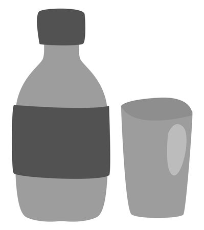 Bottle of water with glass, illustration, vector, on a white background.のイラスト素材