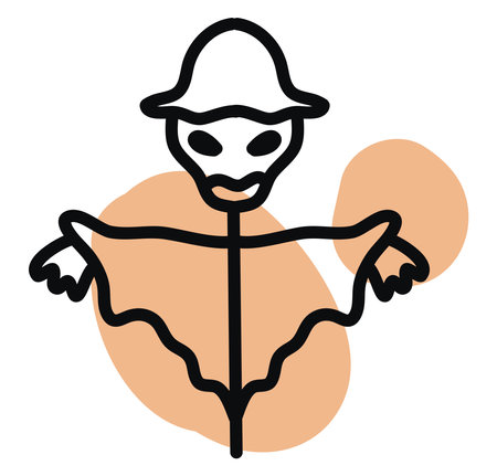 Halloween scare crow, illustration, vector, on a white background.のイラスト素材