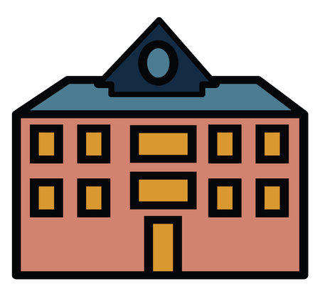 House with small windows, illustration, vector, on a white background.のイラスト素材