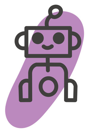Purple robot, illustration, vector, on a white background.のイラスト素材