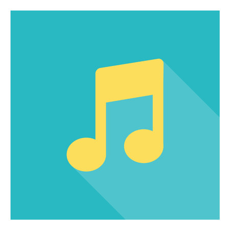 Yellow music note, illustration, vector, on a white background.のイラスト素材