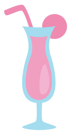 Pink coctail, illustration, vector, on a white background.のイラスト素材