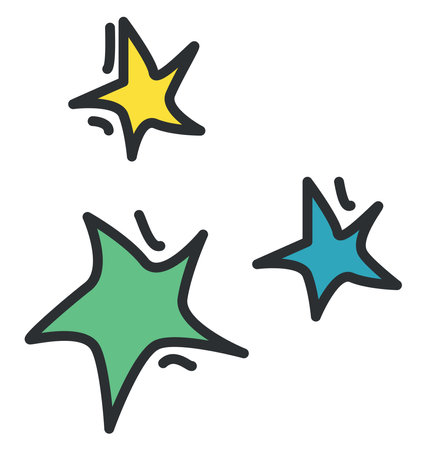 Colorful stars, illustration, vector, on a white background.のイラスト素材