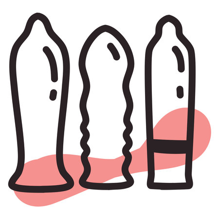 Three condoms, illustration, vector, on a white background.の写真素材