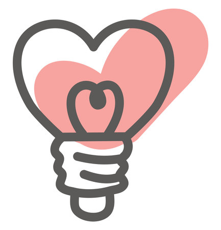 Heart lightbulb, illustration, vector, on a white background.のイラスト素材