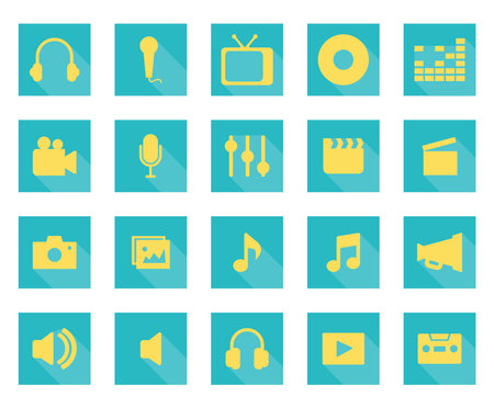 Yellow multimedia icon, illustration, vector, on a white background.のイラスト素材