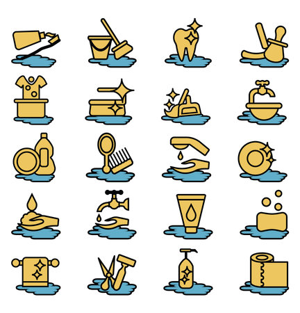 Personal hygiene essentials, illustration, vector, on a white background.のイラスト素材