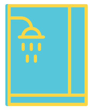 Blue Bathroom shower, illustration, vector, on a white background.のイラスト素材