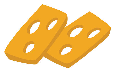 Slices of cheese, illustration, vector, on a white background.のイラスト素材