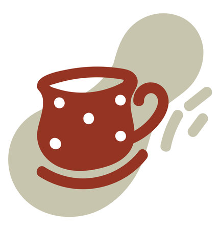 Brown tea mug with white dots, illustration, vector, on a white background.のイラスト素材