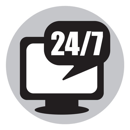 Computer service always active, illustration, vector, on a white background.