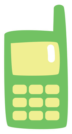 Old green phone, illustration, vector, on a white background.のイラスト素材