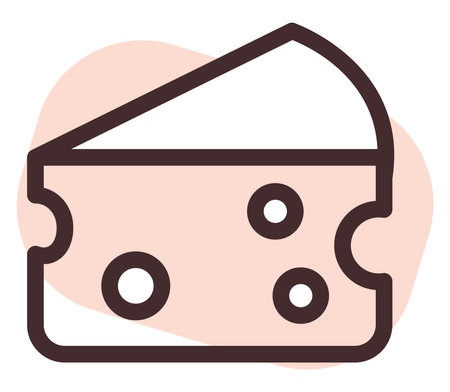 Slice of cheese, illustration, vector, on a white background.のイラスト素材
