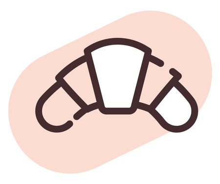 French croissant, illustration, vector, on a white background.のイラスト素材