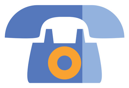 Old blue telephone, illustration, vector, on a white background.のイラスト素材