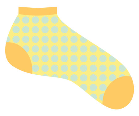 Yellow sock with dots, illustration, vector, on a white background.のイラスト素材