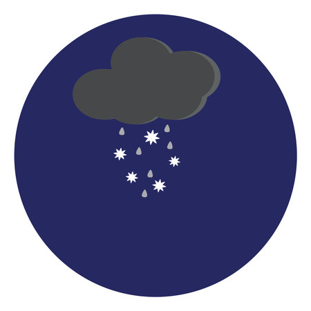 Snow falling from a cloud, illustration, vector, on a white background.のイラスト素材