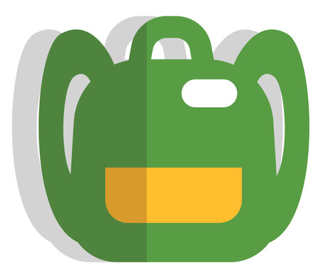 Green backpack, illustration, vector, on a white background.のイラスト素材