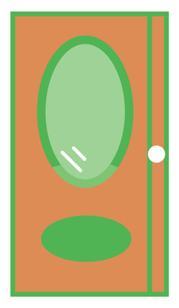 Office door with green decoration, illustration, vector, on a white background.のイラスト素材